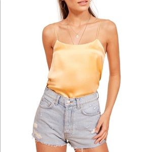 Reformation Gigi silk cami tank top Lemon yellow